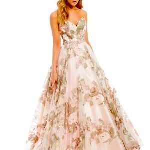 GB Social Organza BallProm Gown Floral Pink